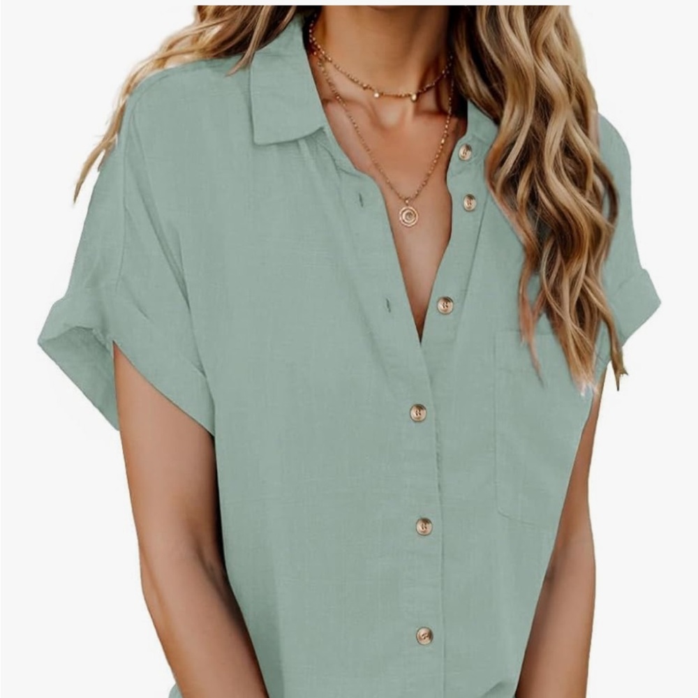 Women's Green Button-Up Top